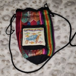 Cayman Islands Drawstring Purse Turtles Fish Colored Stripes